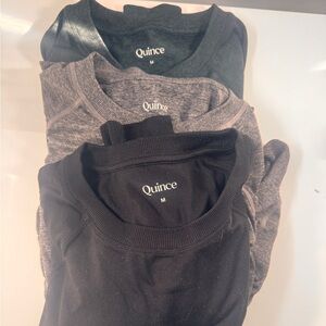 Quince Flowknit Crew Pullover BUNDLE OF THREE medium grey black green